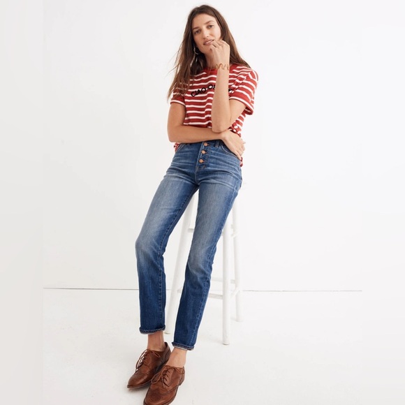 NWOT Madewell The Perfect Jean in Glenmoor Wash Blue Button Fly 26 - Picture 1 of 5